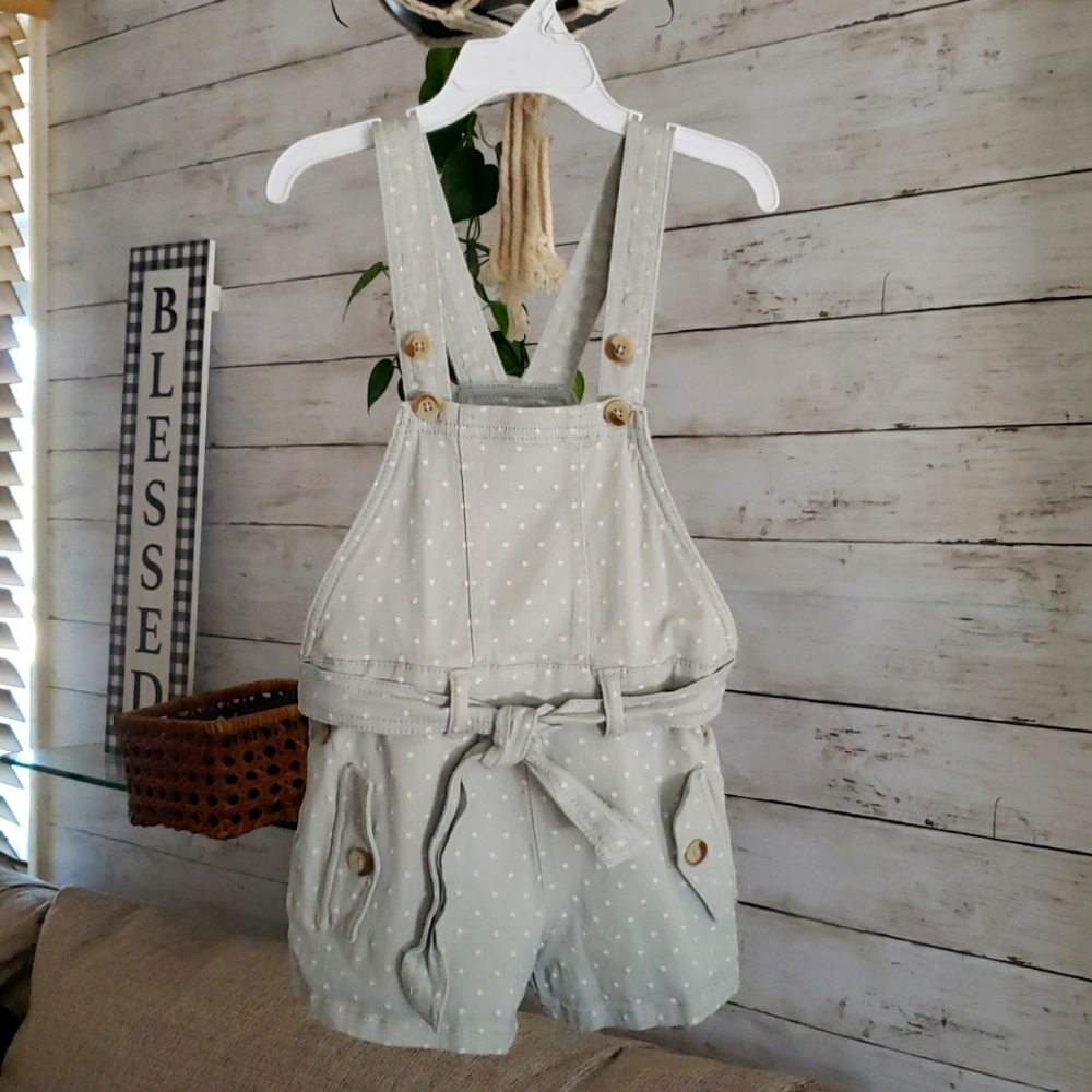 Brand is Jessica Simpson 5/6 Toddler Jumper Sage with white polka dots